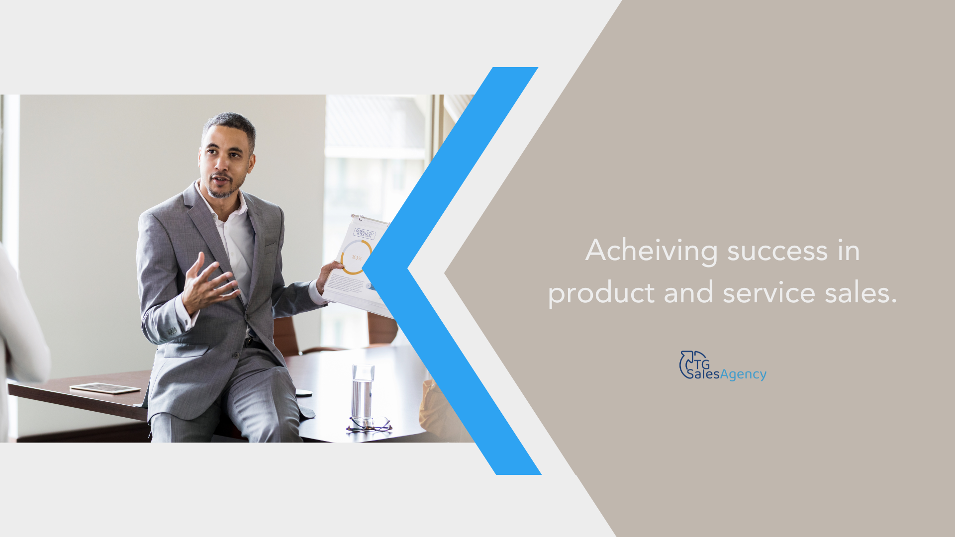 Sales leader presenting a strategy comparison between service and product sales during a business meeting.